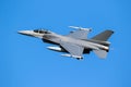 Military air force fighter jet interceptor airplane in full flight