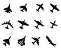 Military air force isometric set silhouettes vector Royalty Free Stock Photo