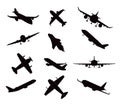 Military air force isometric set silhouettes vector Royalty Free Stock Photo