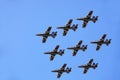 Military airbase Cameri, the Italian acrobatic team `Frecce Tricolori` during an airshow