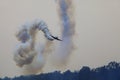 Military airbase Cameri, the Italian acrobatic team `Frecce Tricolori` during an airshow