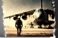 military aircraft at the airport waiting for a mission Royalty Free Stock Photo