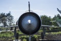 Military aircraft front view Royalty Free Stock Photo