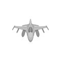 Military aircraft icon, black monochrome style