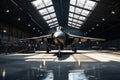 Military Aircraft Inside Hangar, Ready For Action