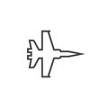 Military aircraft line icon, jet fighter outline logo ill