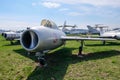 Military aircraft parked in a museum