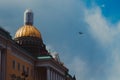 Military aircraft in the sky over St. Petersburg