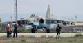 Military Aircraft Sukhoi Su-25 Frogfoot of Azerbaijani Air Force Taxiing