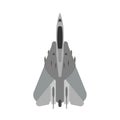 Military aircraft vector icon top view. Aviation air fighter jet. War plane advanced. Interceptor speed game navy vehicle Royalty Free Stock Photo