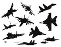 Military aircrafts set Royalty Free Stock Photo