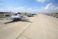 Military aircrafts and spectators on airshow Royalty Free Stock Photo