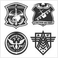 Military airforce patch set - armed forces badges and labels logo Royalty Free Stock Photo