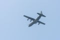 Military airplane in the sky. Independence Day in Israel. Israel Air Force parade