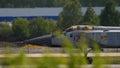 Military airplane taxiing before departire