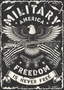 Military America vintage monochrome flyer