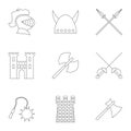 Military armor icons set, outline style