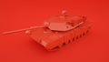 Military armored tank isolated on red background. 3d rendering