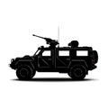 Military Armored Vehicle Side View Vector. Royalty Free Stock Photo
