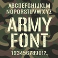 Military and army font, camouflage rough pattern Royalty Free Stock Photo