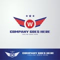 Military Army Logo Template with wings and 3 star icon