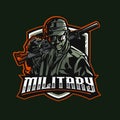 military army mascot logo gaming vector illustration soldier logo concept