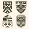 Military army set flyer vintage monochrome Royalty Free Stock Photo