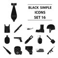 Military and army set icons in black style. Big collection of military and army vector symbol stock illustration Royalty Free Stock Photo