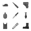 Military and army set icons in monochrome style. Big collection of military and army vector symbol stock illustration Royalty Free Stock Photo