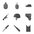 Military and army set icons in monochrome style. Big collection of military and army vector symbol stock illustration Royalty Free Stock Photo