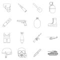 Military and army set icons in outline style. Big collection of military and army Royalty Free Stock Photo