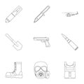 Military and army set icons in outline style. Big collection of military and army illustration Royalty Free Stock Photo