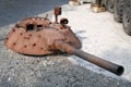 Military army vehicle burnt tank after war. Army tank consists of armored military metal from bomb explosion. Military tank in War