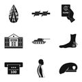 Military assistance icons set, simple style Royalty Free Stock Photo