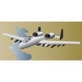 Military attack aircraft in flight. Vector color illustration. Royalty Free Stock Photo