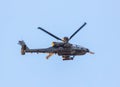 Military attack helicopter in flight