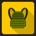 Military backpack icon, flat style Royalty Free Stock Photo