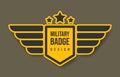 Military badge design with wings and stars. Vector illustration. Army and military design