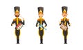 Military Band Member in Parade Uniform Playing Musical Instrument Vector Set