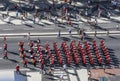 A military band performs along the road in front of Copacabana Beach in Rio de Janerio in Brazil.