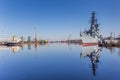 Military battleship in the harbor of Wilhelmshaven