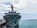 Military Battleship At The Royal Thai Navy Base On The Sea Royalty Free Stock Photo