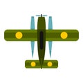 Military biplane icon, flat style Royalty Free Stock Photo