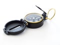 Military black compass isolated on white Royalty Free Stock Photo