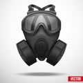 Military black gasmask respirator vector