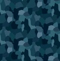 Military blue camouflage seamless pattern, For textile garment