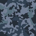 Military blue camouflage, war repeats texture, seamless vector background. Camo pattern for army clothing. Vector