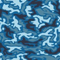 Military blue camouflage, War texture repeats, seamless background. Camo pattern, hunting. fabric