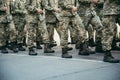 Military boots army walk the parade ground Royalty Free Stock Photo