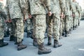 Military boots army walk the parade ground Royalty Free Stock Photo